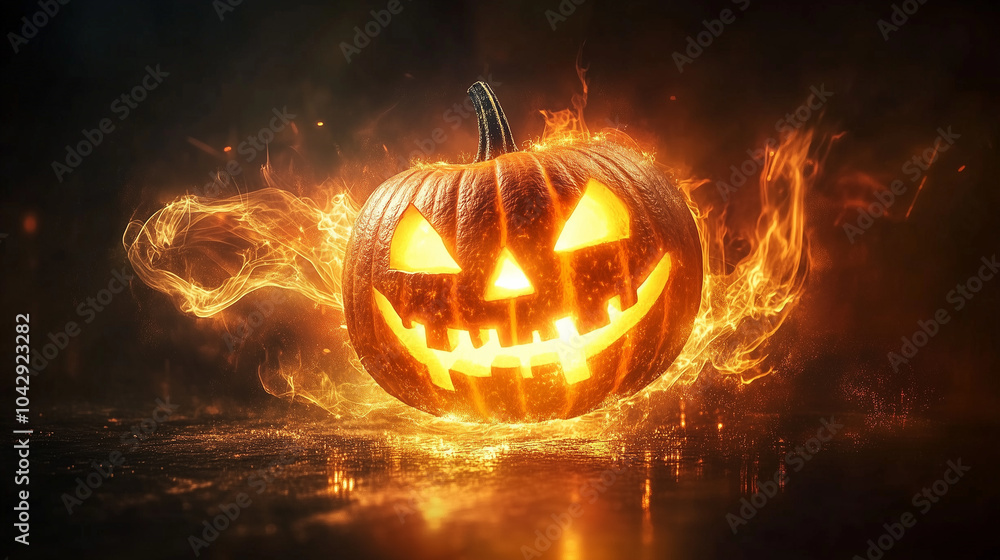 Naklejka premium halloween pumpkin on a forrest background