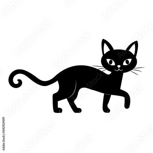 Black silhouette of a cat. Vector illustration