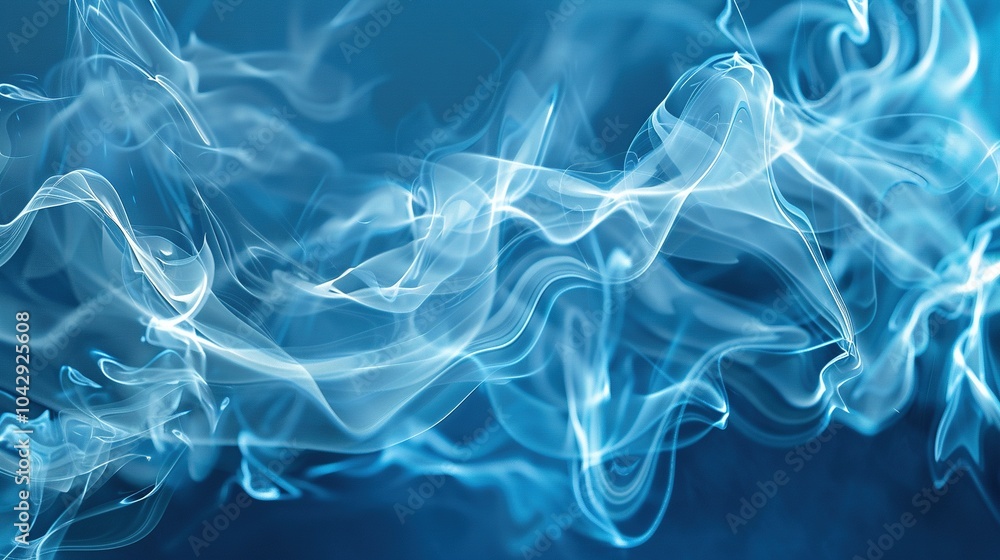 Obraz premium Blue smoke swirls forming abstract patterns in a mysterious atmosphere