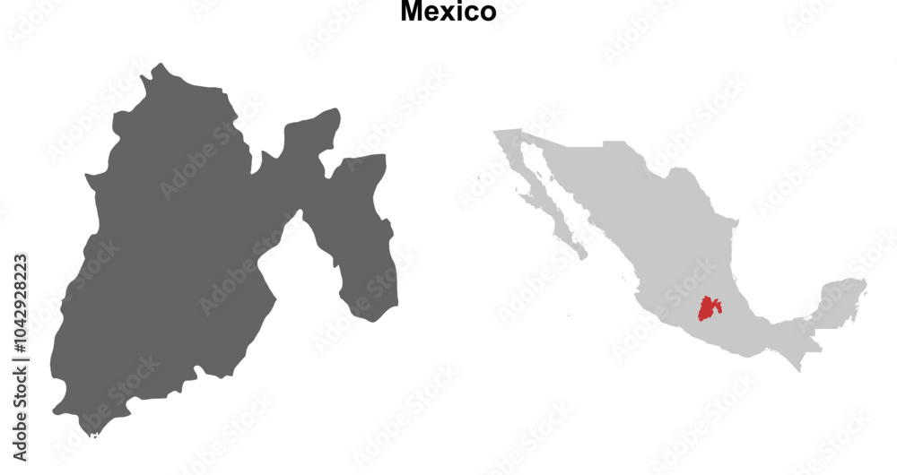 Obraz premium Mexico state blank outline map set