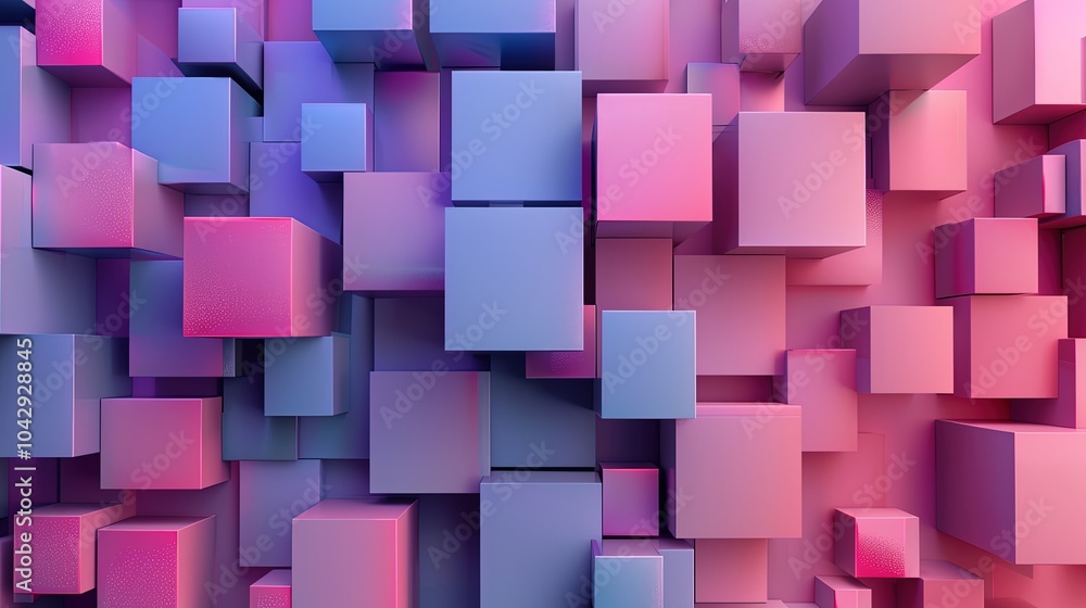 Abstract geometric cubes with vibrant purple and pink tones in a 3D composition Abstract geometric cubes with vibrant purple and pink tones in a 3D composition