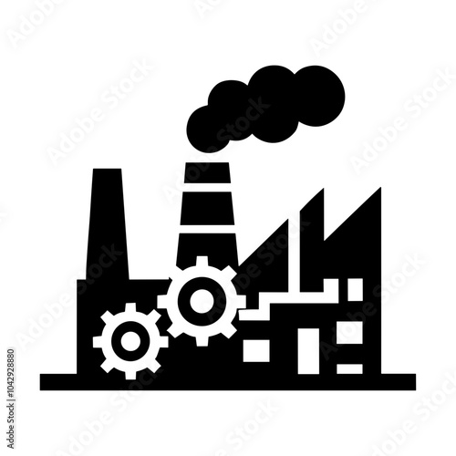 Aesthetic Industry: A Creative Black Icon Vector Depicting a Factory Silhouette, Blending Style and Functionality in the Heart of the Industrial Area  