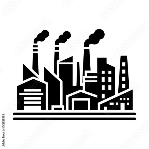 Aesthetic Industry: A Creative Black Icon Vector Depicting a Factory Silhouette, Blending Style and Functionality in the Heart of the Industrial Area  