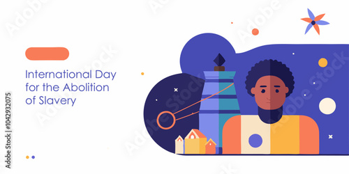 International day for the abolition of slavery poster design with symbolic illustrations
