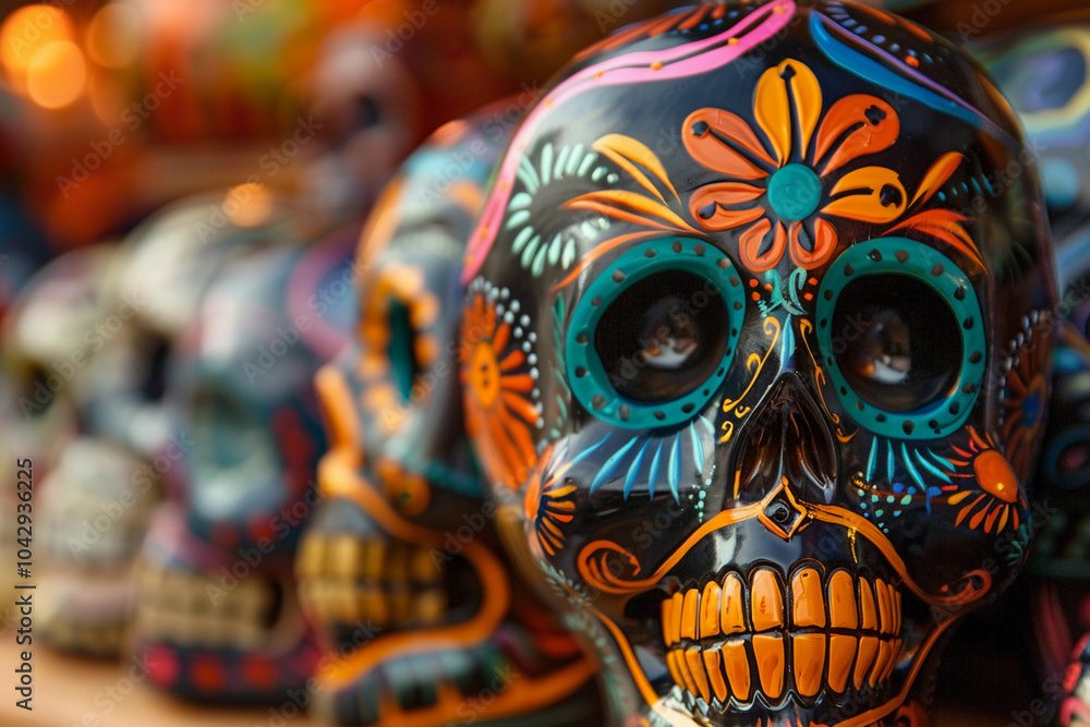 Beautiful greeting card with bright holiday composition for happy to joy celebrate dia de muertos Beautiful greeting card with bright holiday composition for happy to joy celebrate dia de muertos