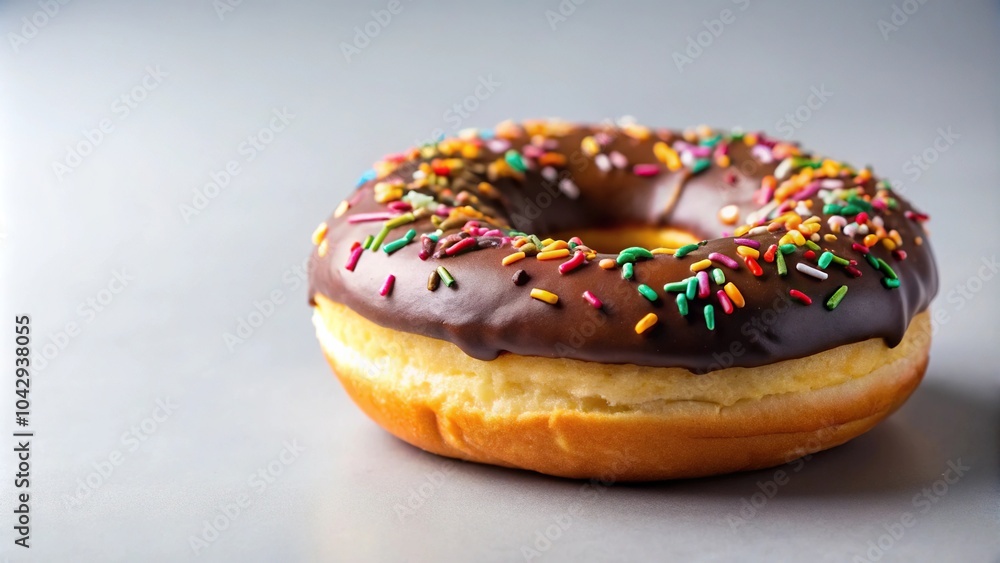Donut with chocolate icing with sprinkles decoration Donut with chocolate icing with sprinkles decoration
