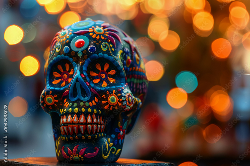 Fototapeta premium Beautiful greeting card with bright holiday composition for happy to joy celebrate dia de muertos