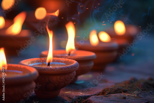 Beautiful greeting card with bright holiday composition for happy and celebrate Diwali