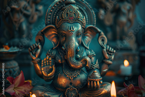 Wallpaper Mural Beautiful greeting card with bright holiday composition for happy celebrate Ganesh Chaturthi Torontodigital.ca