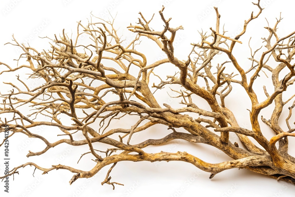 Obraz premium Dry tree branches reflected on a white background