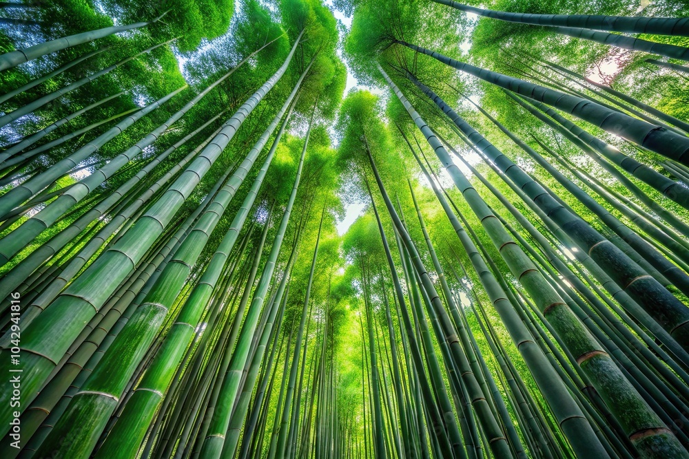 Lush bamboo forest with tall trees Lush bamboo forest with tall trees