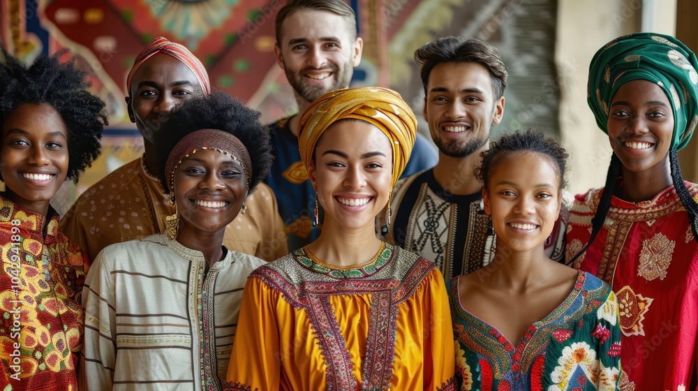 Diverse Portraits of Smiling People in Traditional Attire Diverse Portraits of Smiling People in Traditional Attire