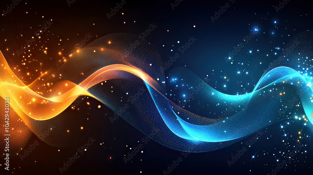 Dynamic waves with glowing particles abstract cosmic background Dynamic waves with glowing particles abstract cosmic background
