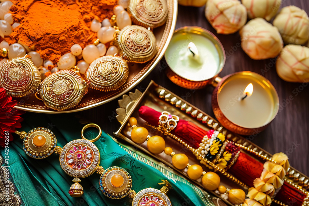 Greeting card with holiday composition for celebrate Raksha Bandhan Greeting card with holiday composition for celebrate Raksha Bandhan