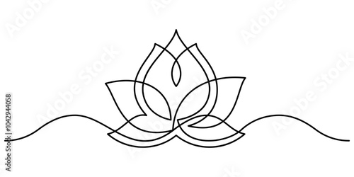 lotus flower water lily divider continuous line drawing seamless