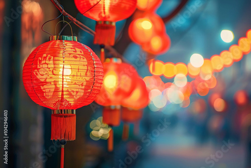 Beautiful greeting card with holiday composition for celebrate chinese festival of lanterns