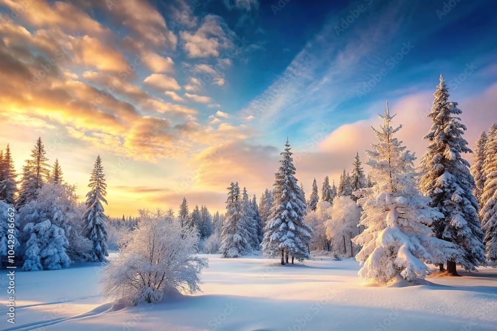 Obraz premium dreamy winter landscape snowcovered trees