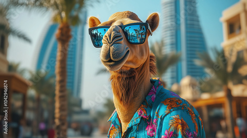 A tourist camel on vacation