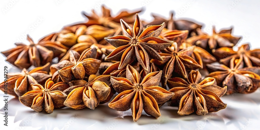 Dried star anise seeds on a white background Dried star anise seeds on a white background
