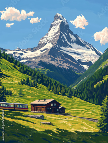 landscape with mountains and snow