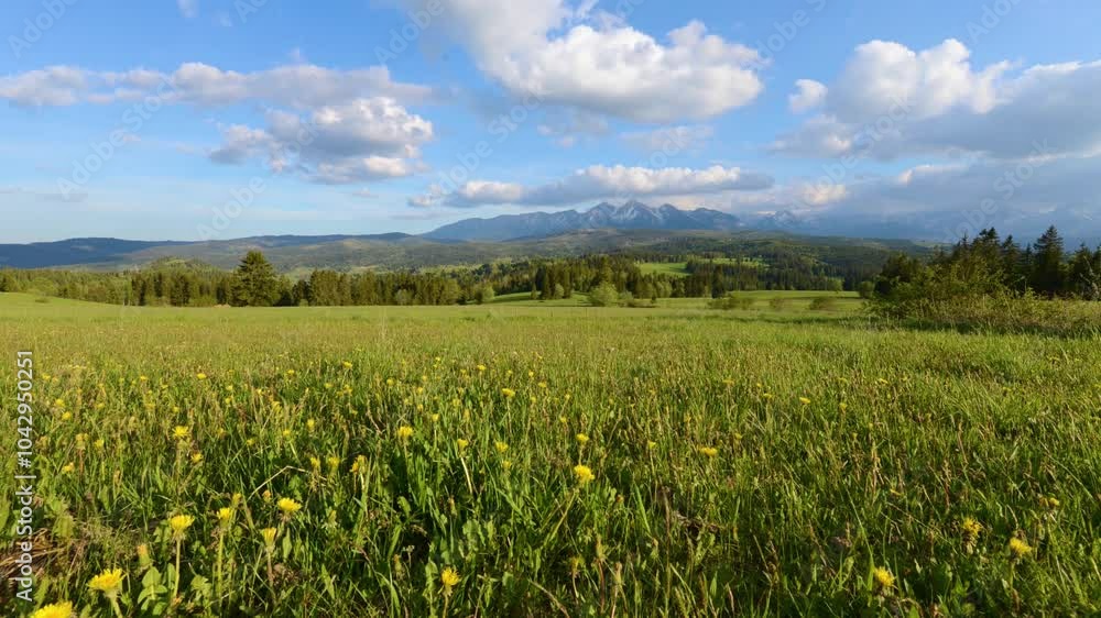 Beautiful spring landscape of Tatry mountains 0 time lapse Beautiful spring landscape of Tatry mountains 0 time lapse