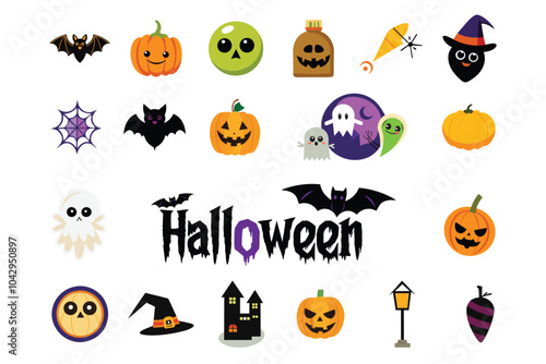 Halloween icon set vector illustration
