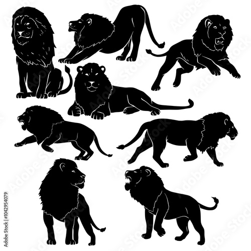 Vector Lion Silhouette Set