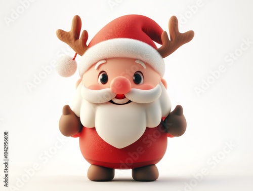 3D Cartoon Character of a Cheerful Santa Claus