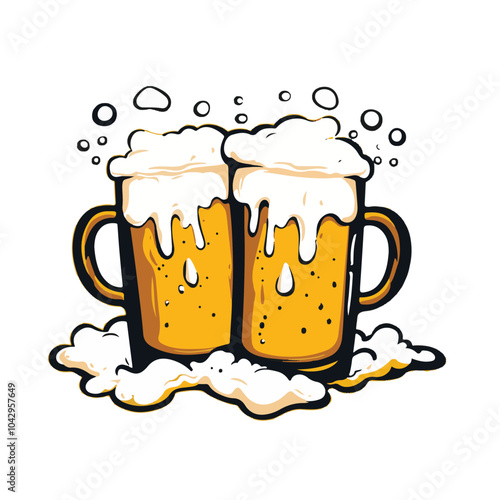 Beer mugs in yellow 