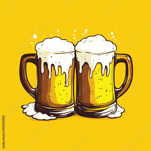 Beer mugs in yellow 