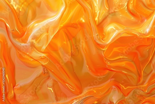 Abstract Close-Up of Orange Liquid with Ripples and Bubbles photo