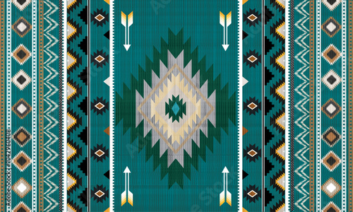 Navajo tribal vector seamless pattern. Native American ornament. Ethnic South Western decor style. Boho geometric ornament. Vector seamless pattern. Mexican blanket, rug. Woven carpet illustration	
