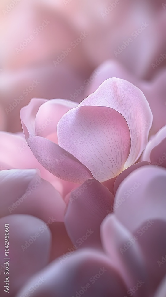 Obraz premium A close-up of delicate rose petals, their soft pink hues creating an enchanting and dreamy atmosphere