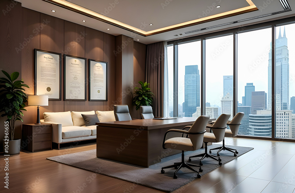 Fototapeta premium the interior of the meeting room in a large company in Hi-tech style
