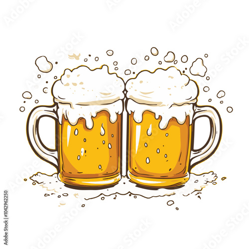 Beer mugs in yellow 