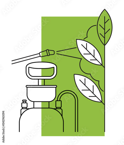 Hand gardening sprayer with fertilizer, thin line and green color