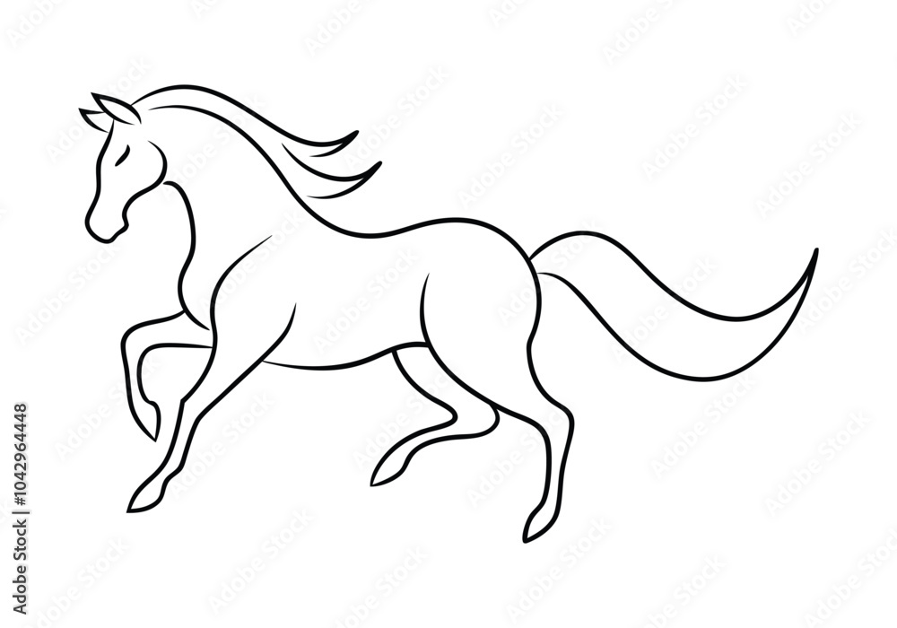 Obraz premium Sleek Continuous Line Art of a Majestic Horse