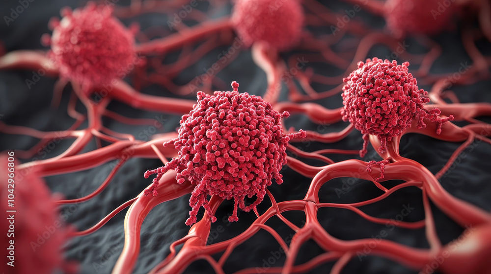 A close up of red cells with a black background A close up of red cells with a black background