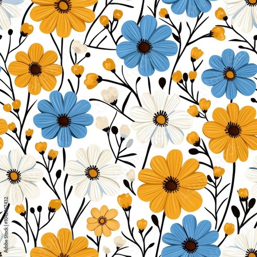 Wallpaper Mural A seamless pattern with delicate wildflowers in soft, muted colors, seamless Pattern Torontodigital.ca