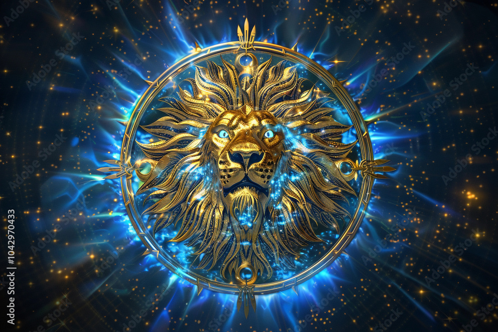 Astrological abstract composition with Leo zodiac sign symbol Astrological abstract composition with Leo zodiac sign symbol