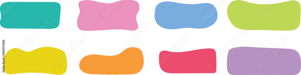 Fototapeta premium Blob shapes fluid organic set. Hand drawn empty rectangle speech bubbles blobs. Doodle organic shape. Quote minimalist frame template. 
