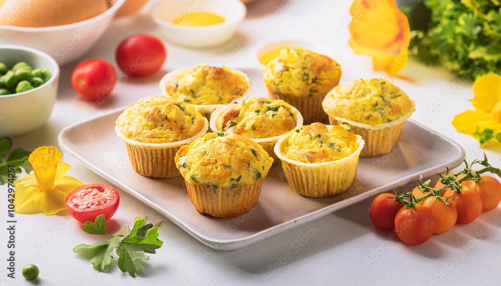 Egg Muffins Breakfast small vegetables surround Egg Muffins Breakfast small vegetables surround