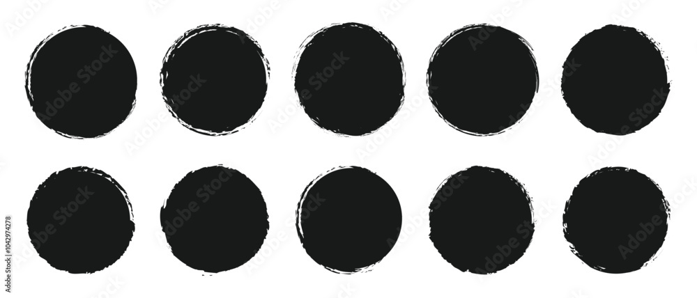 Set of grunge circle brush. Grunge banner collection. Black Brush Strokes Set. Grunge Paint stripe. brush Stroke. Distressed banner. Vector Set of grunge circle brush. Grunge banner collection. Black Brush Strokes Set. Grunge Paint stripe. brush Stroke. Distressed banner. Vector