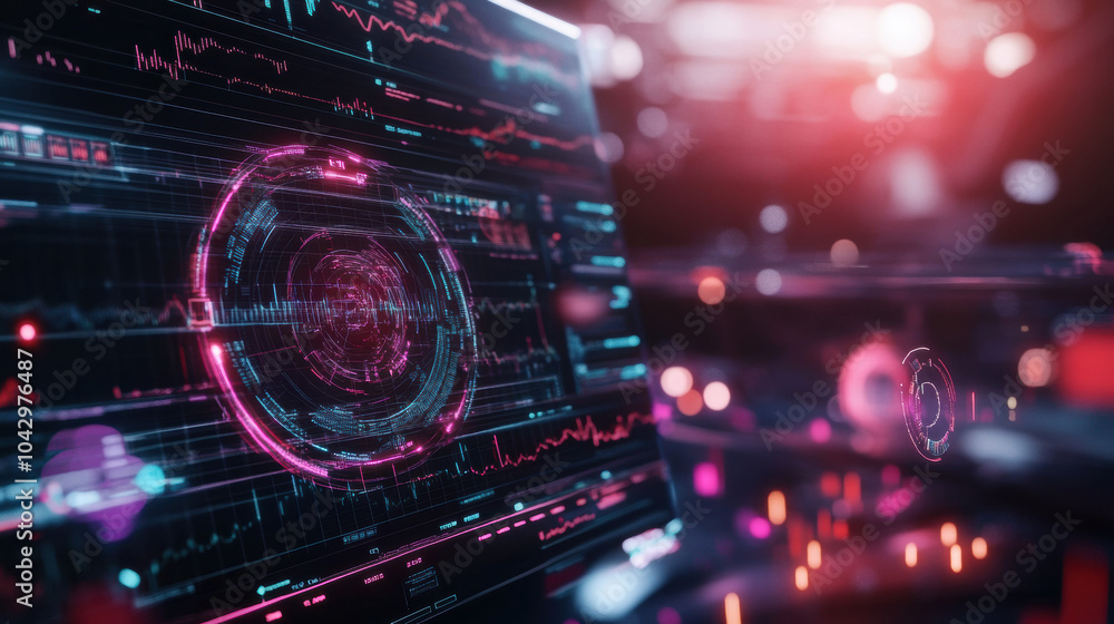 Digital interface with real time financial data and analytics, showcasing vibrant visuals Digital interface with real time financial data and analytics, showcasing vibrant visuals