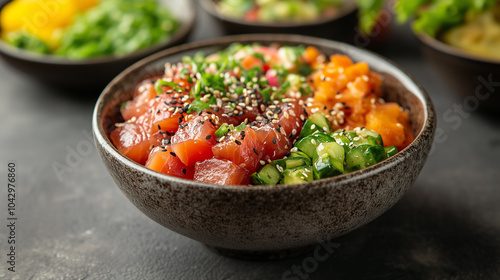  Photo of ahi tuna poke bowls, a traditional Hawaiian food