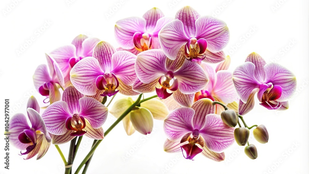 Elegant unique bouquet of orchids on white background Elegant unique bouquet of orchids on white background