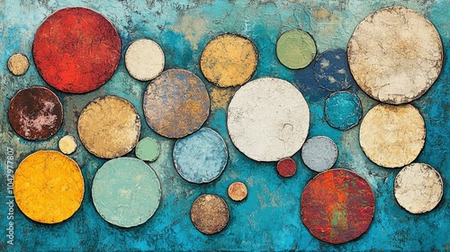 Wallpaper Mural A collection of abstract, circular forms evoking the gentle rippling of water. Tranquil energy, fluid abstraction. Abstract design with vibrant contrasts. Torontodigital.ca