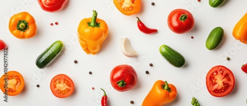 Fresh Vegetables and Spices, A Colorful Pattern for Healthy Eating