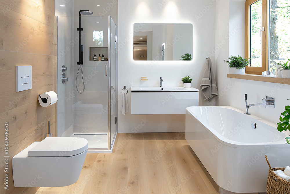 Obraz premium age-adapted bathroom interior with safety modifications