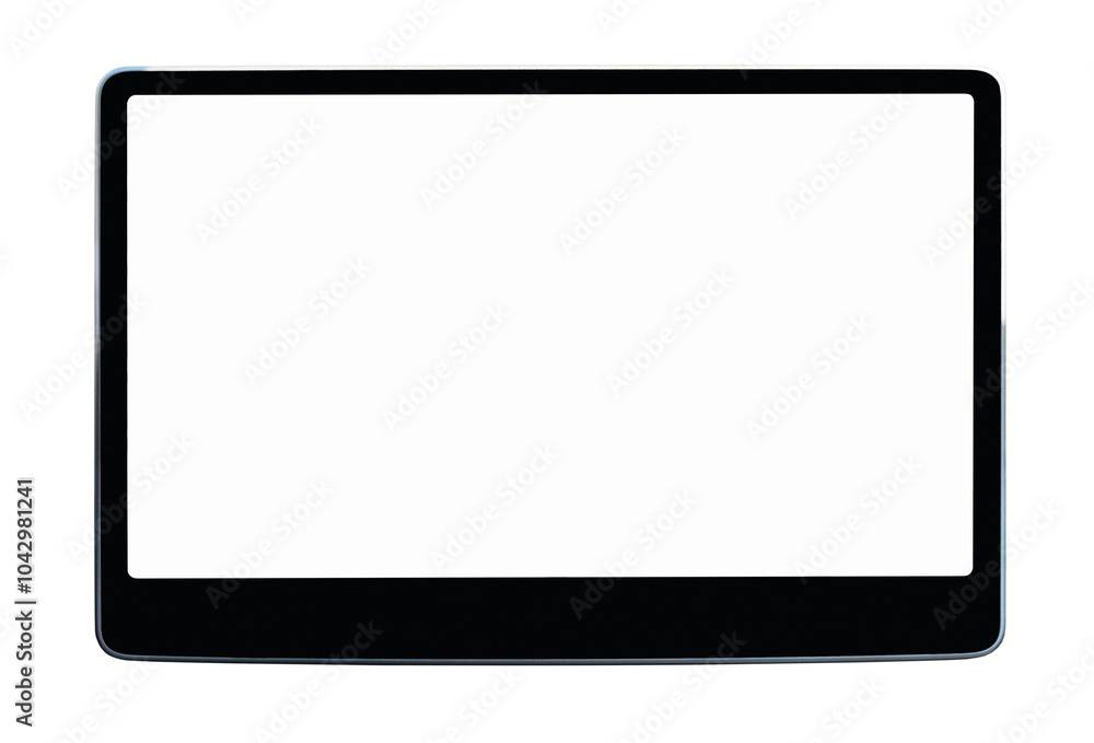 Isolated digital display mockup with blank white screen and black frame. Isolated digital display mockup with blank white screen and black frame.